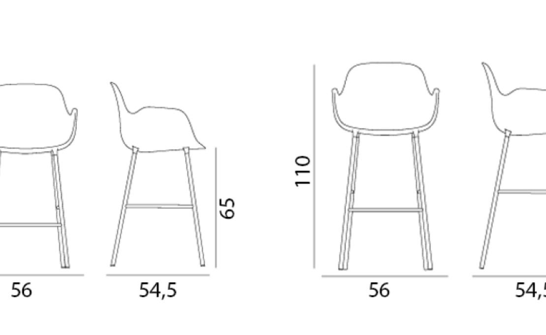 Барный стул от фабрики Normann Copenhagen модель Form Bar Upholstery Armrest