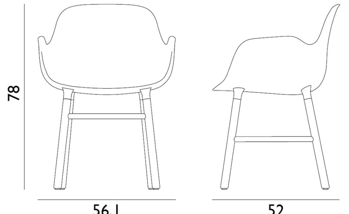 Кресло от фабрики Normann Copenhagen модель Form Arm With Wood Legs