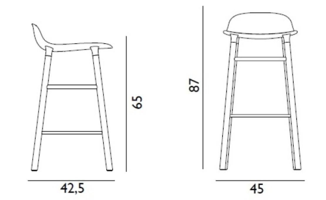 Барный стул от фабрики Normann Copenhagen модель Form  with Wood Legs