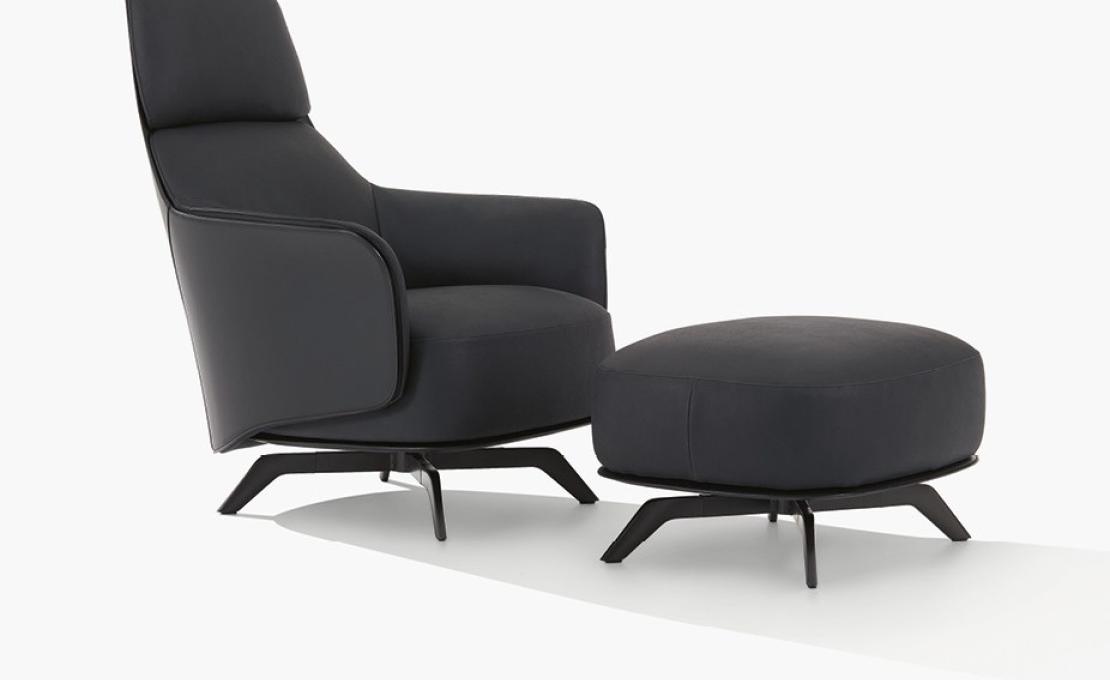 Кресло от фабрики Poliform модель KAORI LOUNGE LEATHER ARM