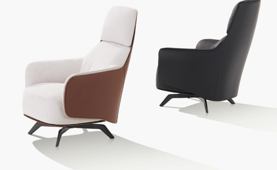 Кресло от фабрики Poliform модель KAORI LOUNGE LEATHER ARM