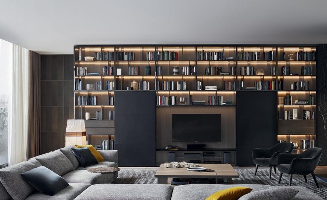 Стеллаж для книг от фабрики Poliform модель Wall System Poliform 