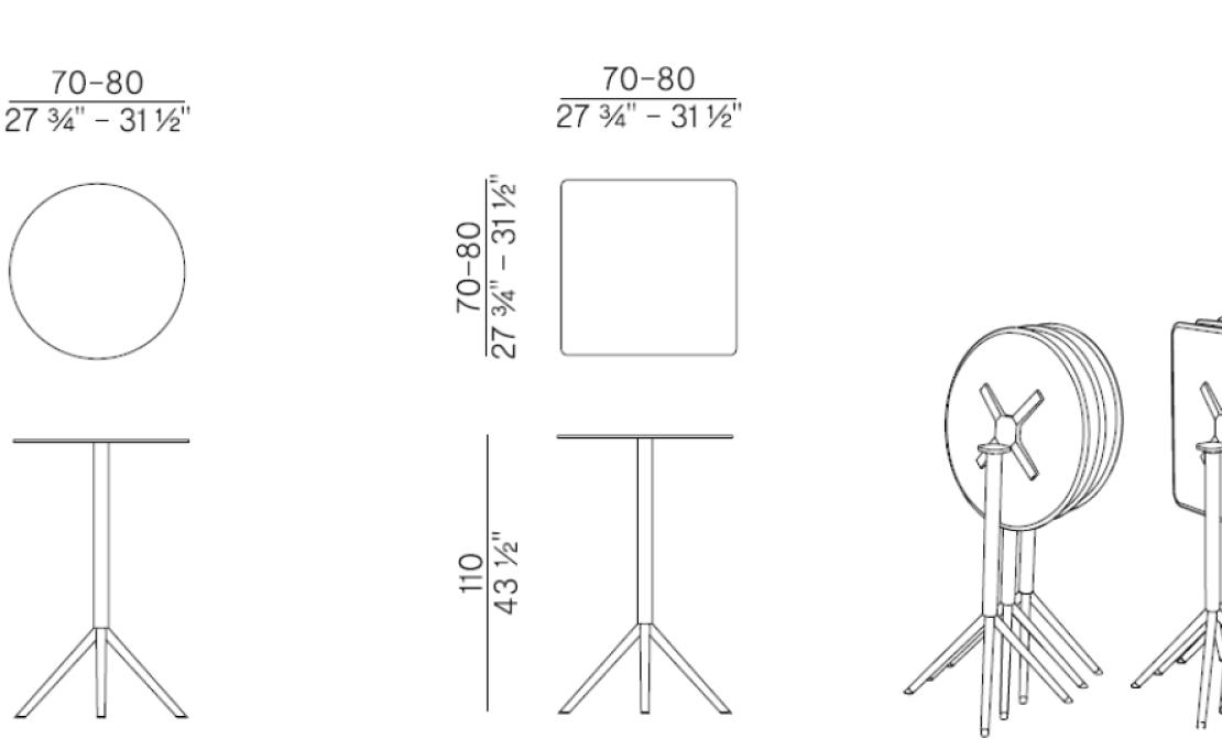 Уличный стол от фабрики Potocco модель OTX HIGH TABLE