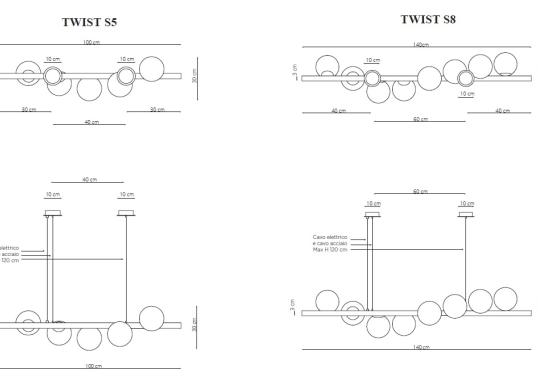 Подвесной светильник от фабрики Riflessi модель TWIST SUSPENSION