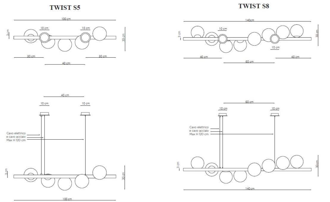 Подвесной светильник от фабрики Riflessi модель TWIST SUSPENSION