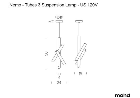 Подвесной светильник модель Tubes 3 Suspension Lamp - US 120V от фабрики Nemo