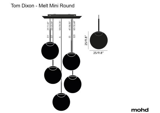 Подвесной светильник модель Melt Mini Round Pendant System от фабрики Tom Dixon