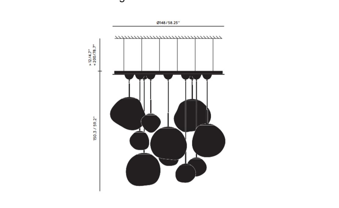 Подвесной светильник модель Melt Mega Round Pendant System от фабрики Tom Dixon