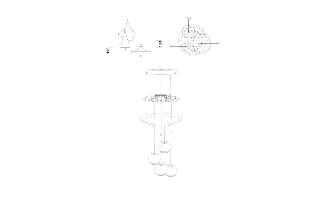 Люстра модель BEAT TRIO ROUND LED от фабрики Tom Dixon