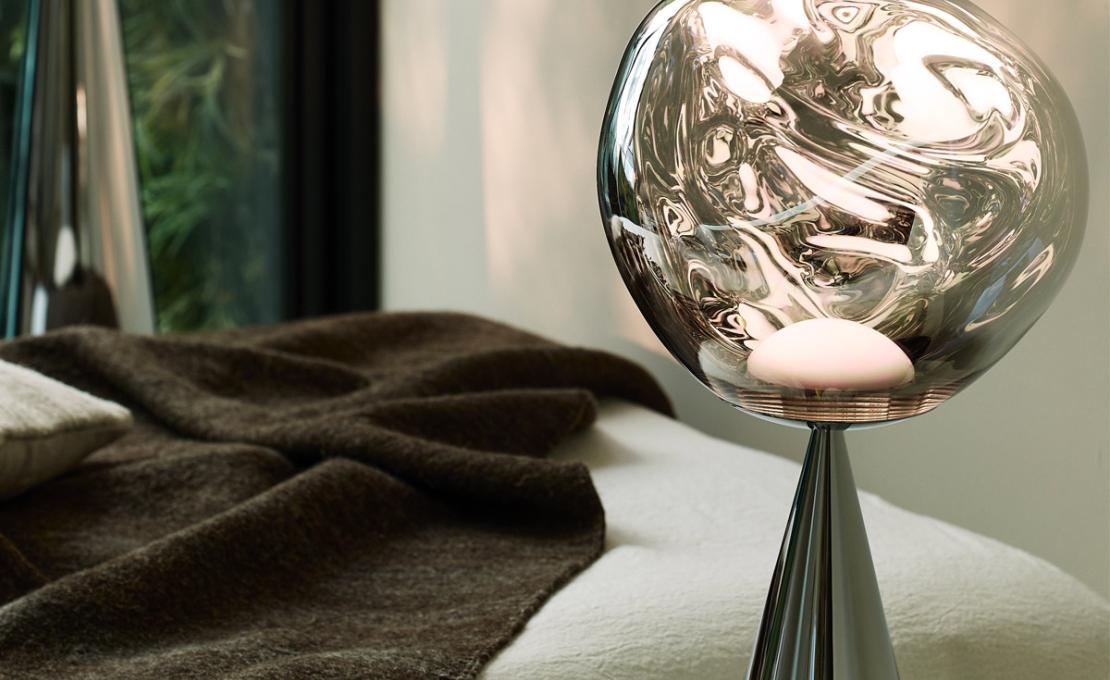 Настольная лампа модель Melt Cone Fat Table Lamp LED - Silver Cone от фабрики Tom Dixon