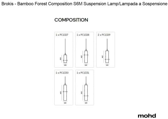 Подвесной светильник модель Bamboo Forest Composition S6M Suspension Lamp от фабрики Brokis