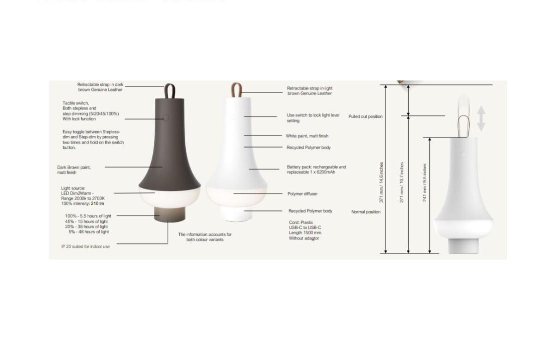 Настольная лампа модель Tomoshi Portable Lamp от фабрики Louis Poulsen
