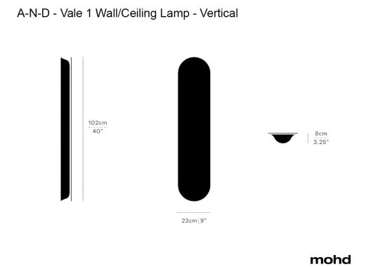 Потолочный светильник модель Vale 1 Wall/Ceiling Lamp - Vertical от фабрики A-N-D