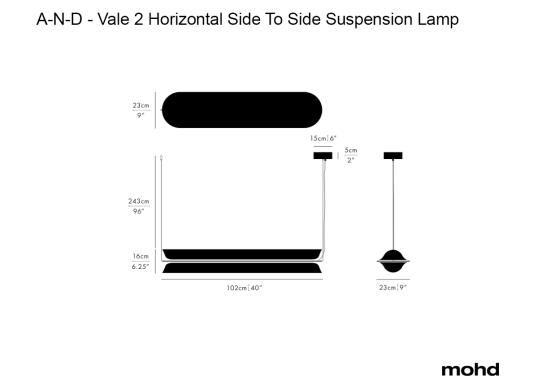 Подвесной светильник модель Vale 2 Horizontal Side to Side Suspension Lamp от фабрики A-N-D