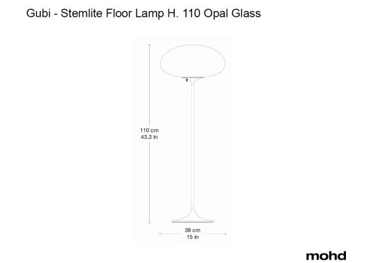 Торшер модель Stemlite Floor Lamp H. 110 Opal Glass от фабрики Gubi