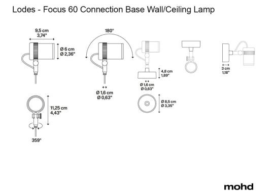 Потолочный светильник Focus 60 Connection Base Wall/Ceiling Lamp от Lodes image 1