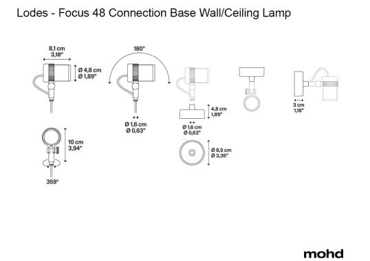 Потолочный светильник модель Focus 48 Connection Base Wall/Ceiling Lamp от фабрики Lodes