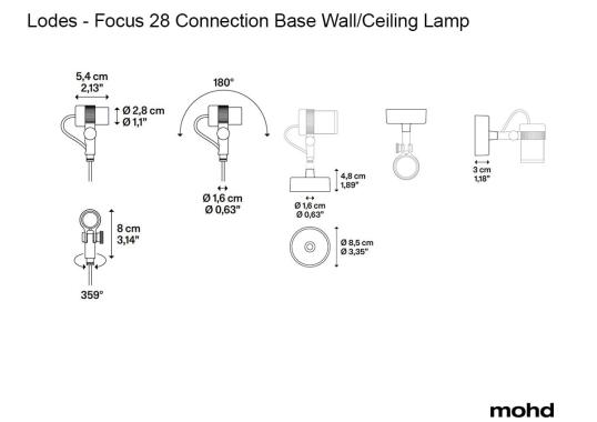 Потолочный светильник модель Focus 28 Connection Base Wall/Ceiling Lamp от фабрики Lodes