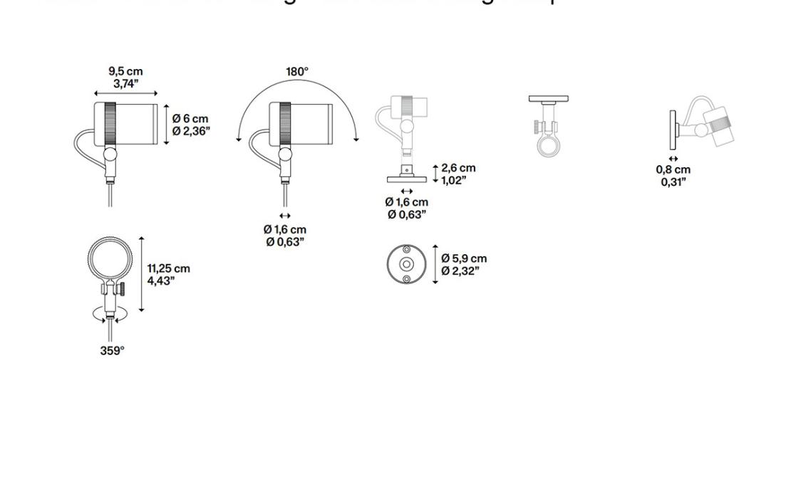 Потолочный светильник модель Focus 60 Fixing Base Wall/Ceiling Lamp от фабрики Lodes