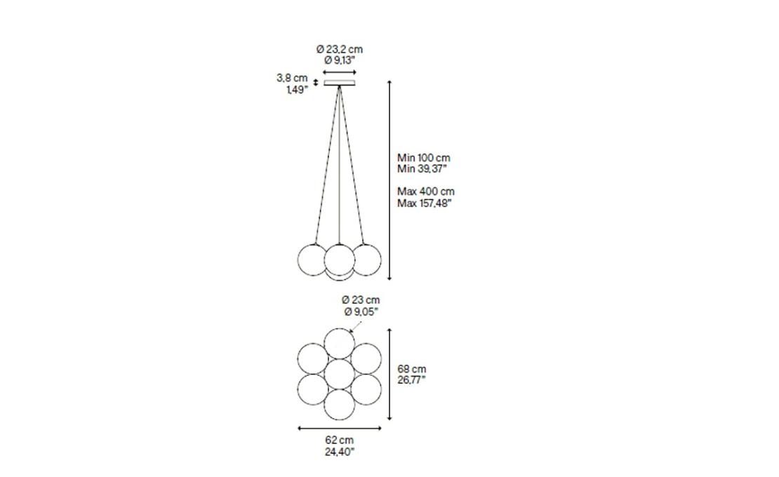 Подвесной светильник модель Random Cloud 7 Lights Ø23 Suspension Lamp от фабрики Lodes