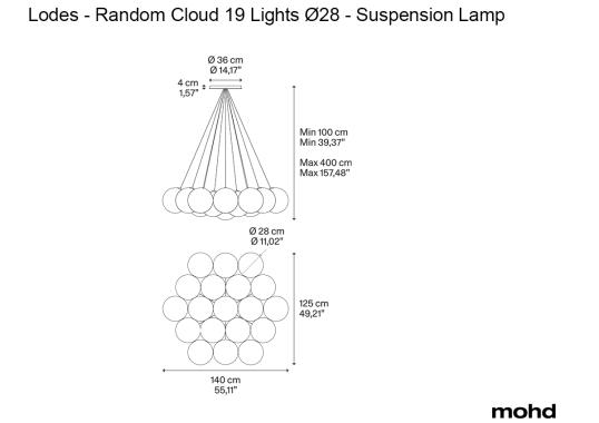 Подвесной светильник модель Random Cloud 19 Lights Ø28 Suspension Lamp от фабрики Lodes
