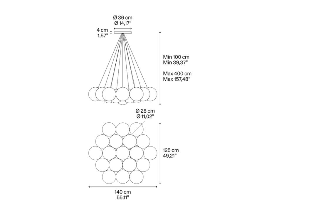 Подвесной светильник модель Random Cloud 19 Lights Ø28 Suspension Lamp от фабрики Lodes