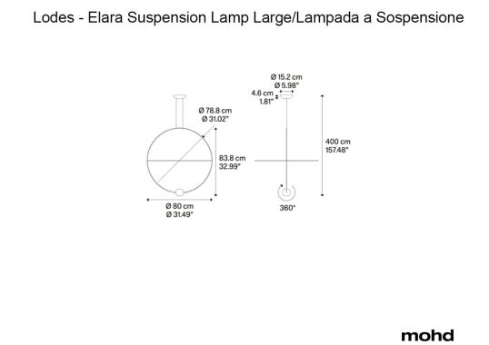 Подвесной светильник модель Elara Suspension Lamp - Large от фабрики Lodes