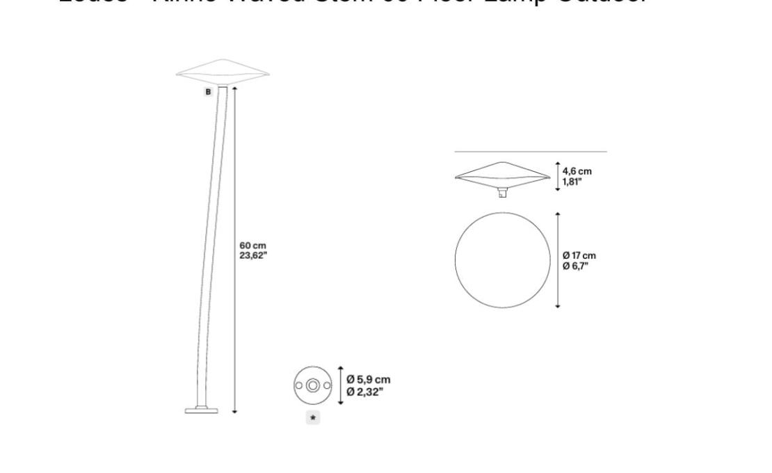 Торшер модель Kinno Waved Stem 60 Floor Lamp Outdoor от фабрики Lodes