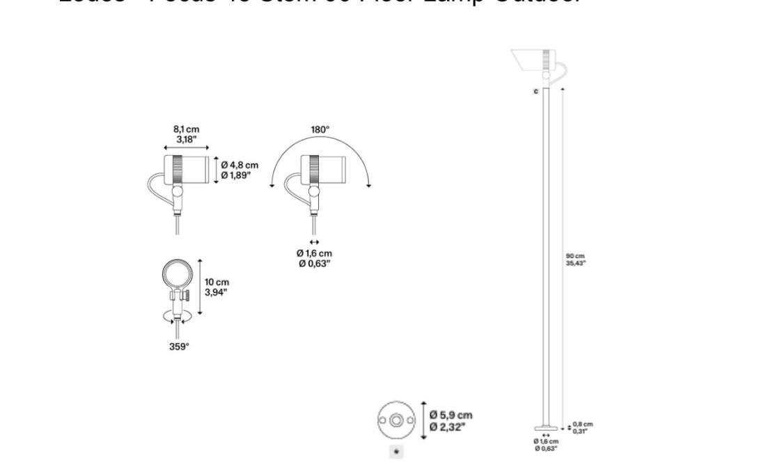 Торшер модель Focus 48 Stem 90 Floor Lamp Outdoor от фабрики Lodes