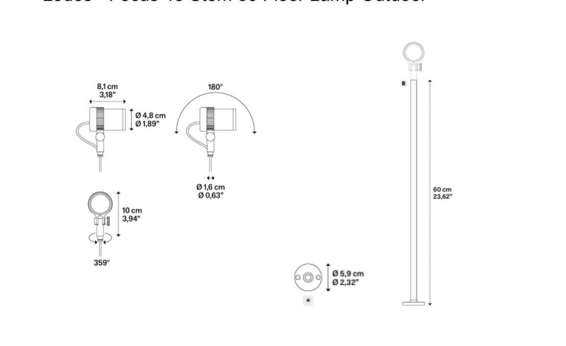 Торшер модель Focus 48 Stem 60 Floor Lamp Outdoor от фабрики Lodes