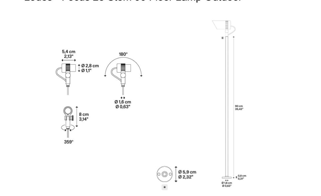 Торшер модель Focus 28 Stem 90 Floor Lamp Outdoor от фабрики Lodes