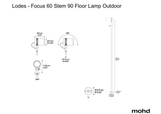 Торшер модель Focus 60 Stem 90 Floor Lamp Outdoor от фабрики Lodes