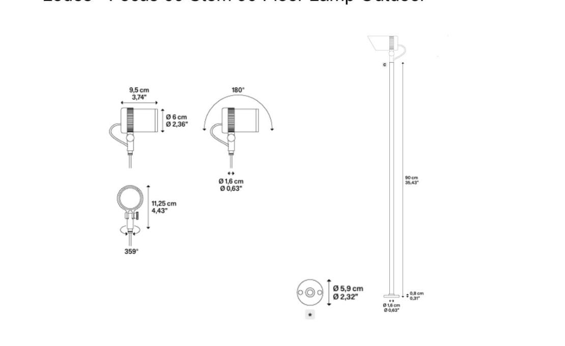 Торшер модель Focus 60 Stem 90 Floor Lamp Outdoor от фабрики Lodes