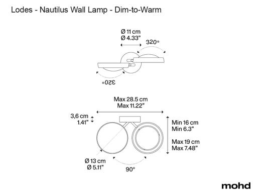 Бра модель Nautilus Wall Lamp - Dim-to-Warm от фабрики Lodes