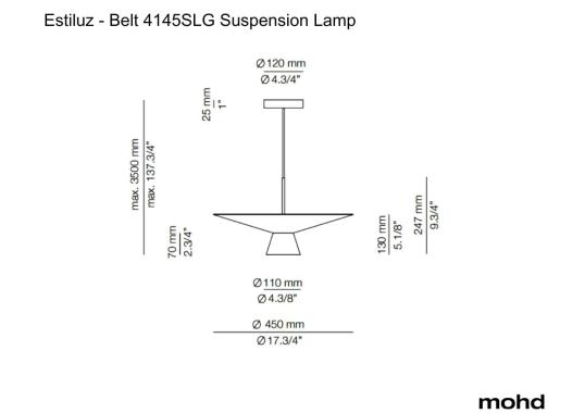 Подвесной светильник Belt 4145SLG Suspension Lamp от Estiluz image 1
