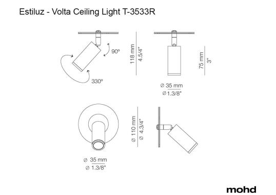 Потолочный светильник Volta Ceiling Light T-3533R от Estiluz image 4