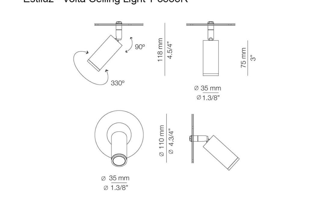 Потолочный светильник модель Volta Ceiling Light T-3533R от фабрики Estiluz