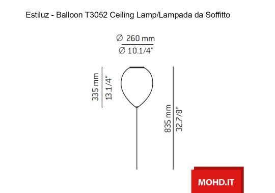 Технические характеристики и чертежи Estiluz Balloon T3052 Lampada da Soffitto