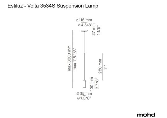 Подвесной светильник Volta 3534S Suspension Lamp Black Surface Canopy от Estiluz image 5