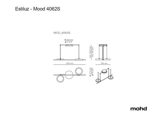 Технические характеристики и чертежи Estiluz Mood 4062S Suspension Lamp