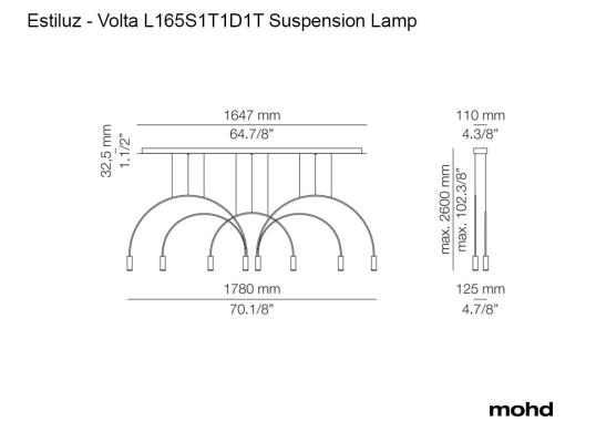 Подвесной светильник Volta L165S1T1D1T Suspension Lamp Black Surface Canopy от Estiluz image 3