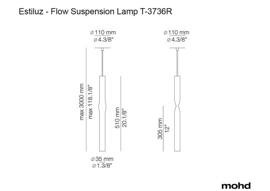 Подвесной светильник Flow Suspension Lamp T-3736R от Estiluz image 5
