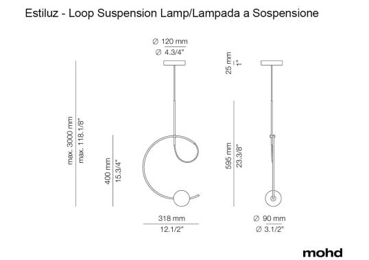 Подвесной светильник Loop Suspension Lamp - With Surface Canopy от Estiluz image 6