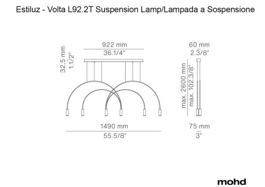 Подвесной светильник модель Volta L92.2T Lampada a Sospensione от фабрики Estiluz