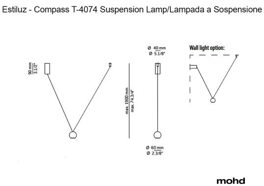 Подвесной светильник модель Compass T-4074 Suspension Lamp от фабрики Estiluz