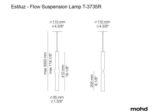 Подвесной светильник Flow Suspension Lamp T-3735R от Estiluz image 3