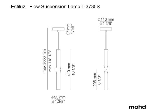 Подвесной светильник модель Flow Suspension Lamp T-3735S от фабрики Estiluz
