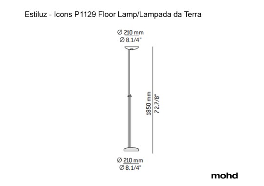 Технические характеристики и чертежи Estiluz Icons P 1129 Lampada da Terra