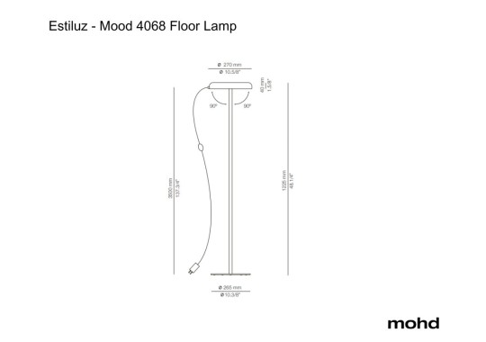 Технические характеристики и чертежи Estiluz Mood 4068 Floor Lamp