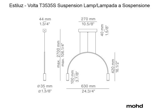 Подвесной светильник Volta T3535 Lampada a Sospensione от Estiluz image 6